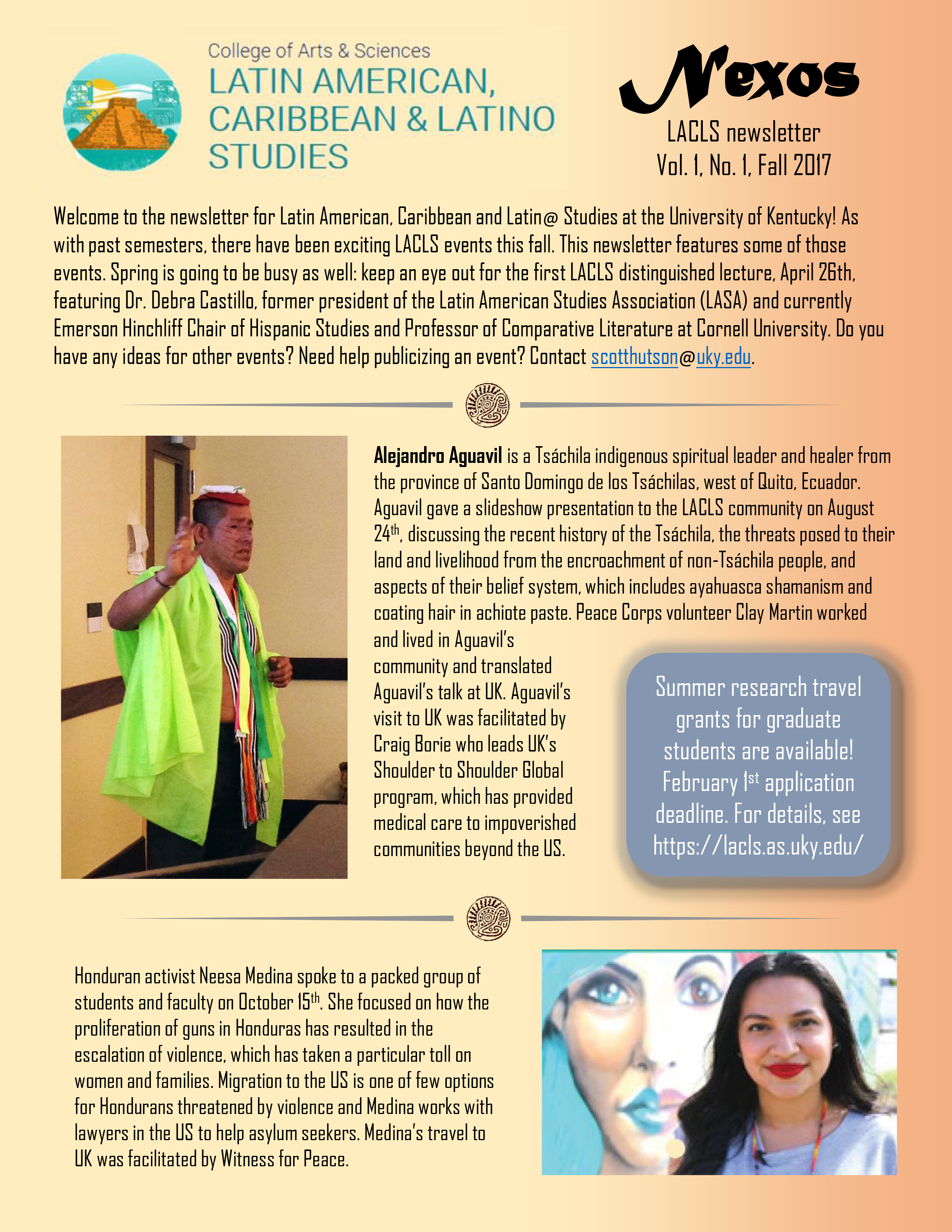 University of Kentucky Latin American Caribbean and Latino Studies newsletter page 1